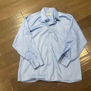 Geoffrey Beene Regular Fit Blue Long Sleeve Dress Shirt Size 16.5